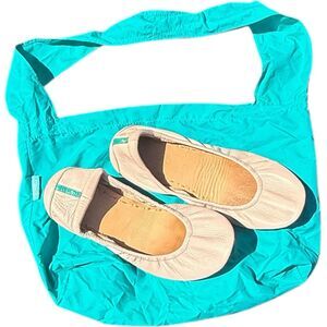 Tieks By Gavriell Ballet Flats In Taupe Womens Size 7 W/ Teal Tiek Carrying Bag